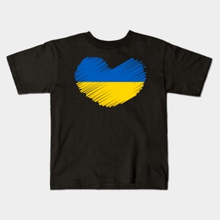 Ukraine Flag Heart Design Kids T-Shirt